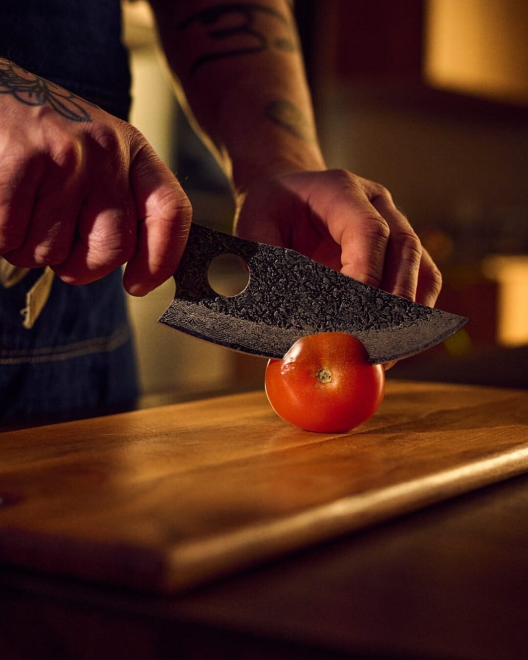 Matsato Osuren knife shown during tomato preparation